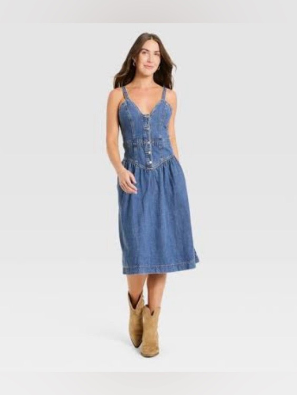 Universal Thread Denim Corset Midi Dress